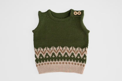 Rhodope Winters Merino Vest in Forest Green