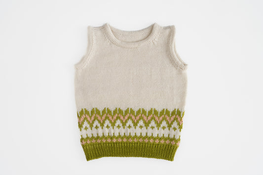Fair Isle Merino Vest in Off-White