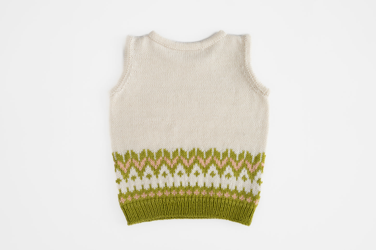 Fair Isle Merino Vest in Off-White