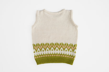 Fair Isle Merino Vest in Off-White
