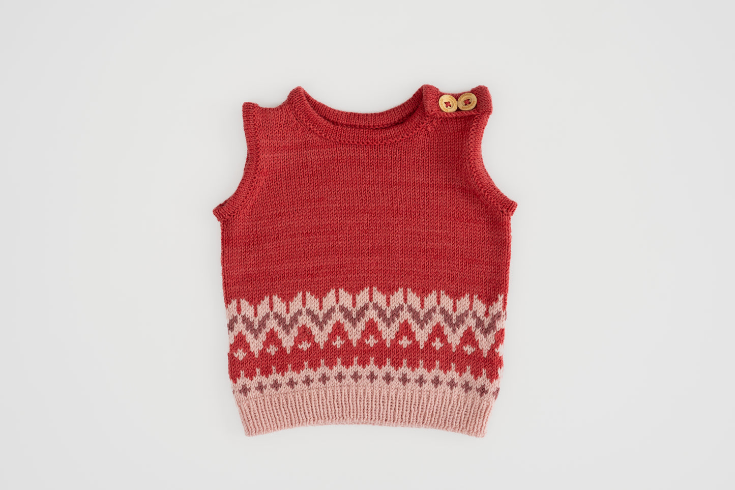 Fair Isle Merino Vest in Cranberry Red