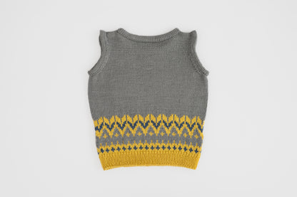 Fair Isle Merino Vest in Dove Grey