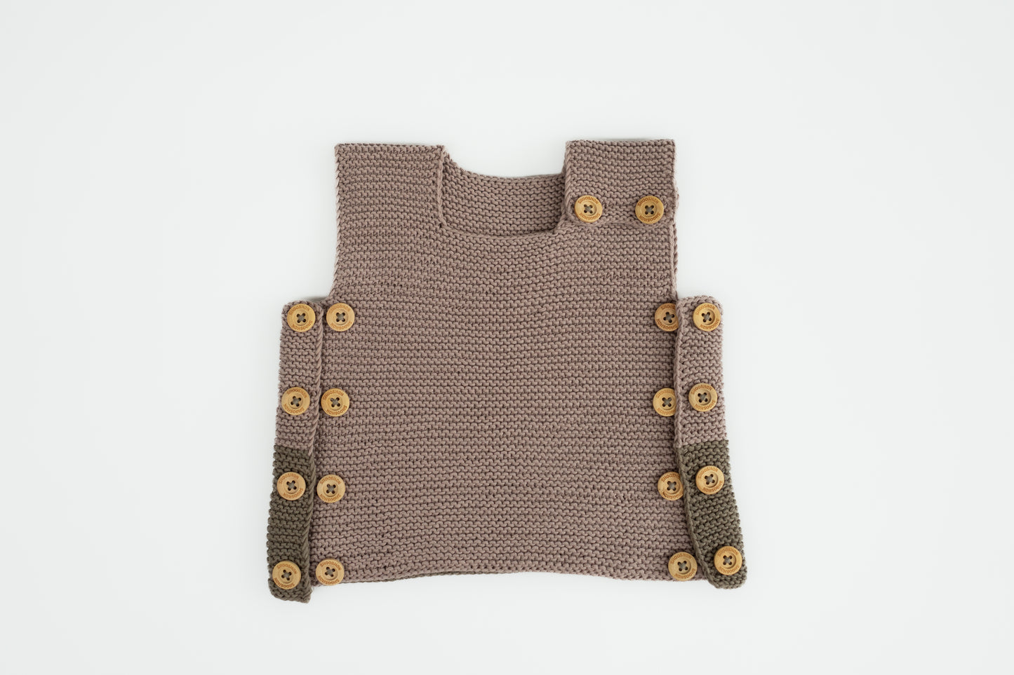 Classic Meadow Organic Cotton Evergrow Vest in Taupe & Moss Green