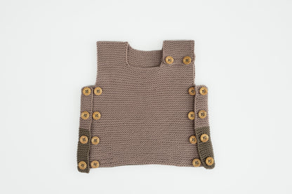 Classic Meadow Organic Cotton Evergrow Vest in Taupe & Moss Green