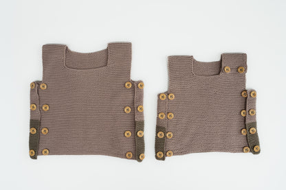 Classic Meadow Organic Cotton Evergrow Vest in Taupe & Moss Green