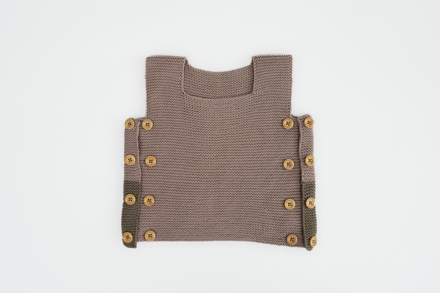Classic Meadow Organic Cotton Evergrow Vest in Taupe & Moss Green