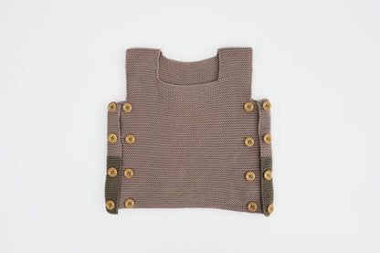 Classic Meadow Organic Cotton Evergrow Vest in Taupe & Moss Green