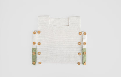 Classic Meadow Organic Cotton Evergrow Vest in White & Sage