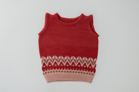 Rhodope Winters Merino Vest in Cranberry Red