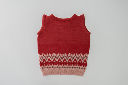 Rhodope Winters Merino Vest in Cranberry Red