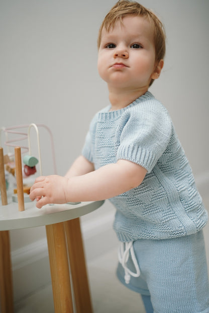 Little Waves Organic Cotton T-Shirt in Sky Blue