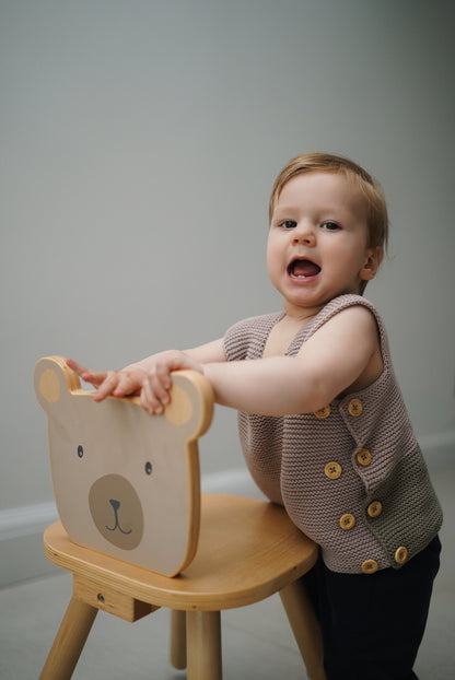 Classic Meadow Organic Cotton Evergrow Vest in Taupe & Moss Green