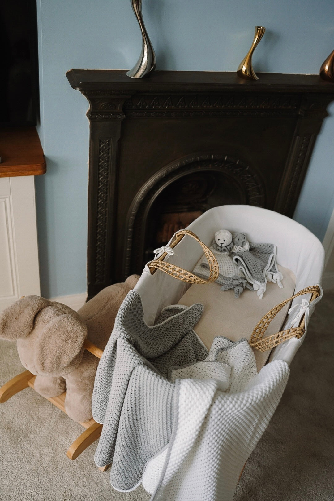 Organic Cotton Blanket in Silver Cloud