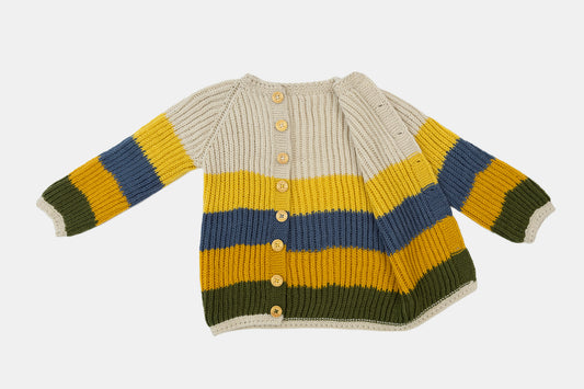 Evergrow Striped Merino Cardigan in Golden Meadow