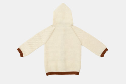 Nomad Hooded Crochet Merino Cardigan / Jacket in Sand Dune