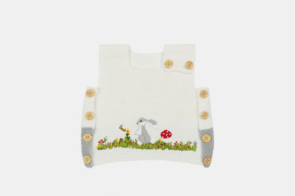 Meadow Bunny Organic Cotton Vest (Adjustable Fit)  in White & Light Grey