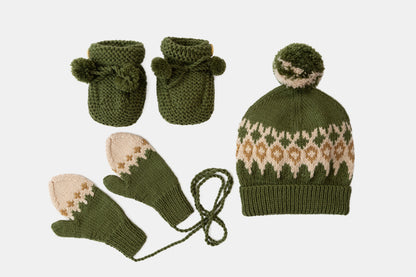 Fair Isle Fuzzies Gift Set in Forest Green
