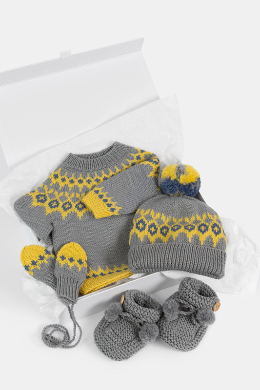 Fair Isle Fuzzies Large Gift Set in Dove Grey