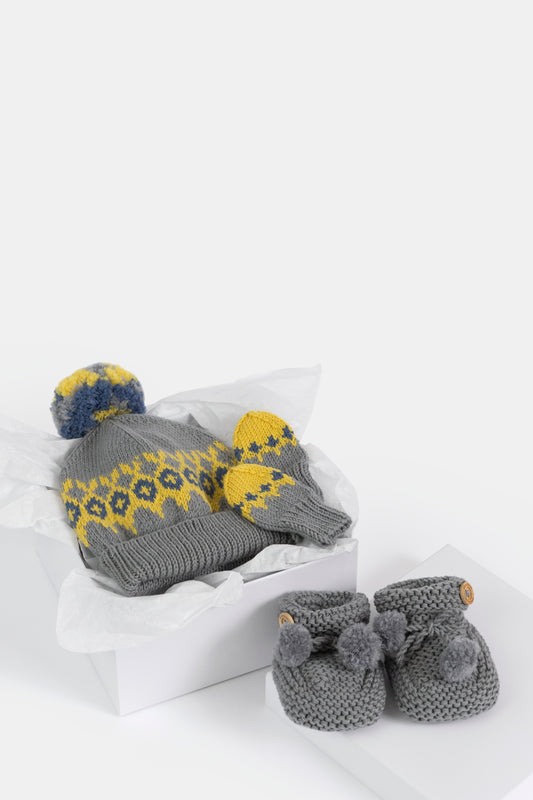 Fair Isle Fuzzies Gift Set in Dove Grey