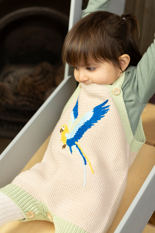 Macaw Organic Cotton Evergrow Romper in Sand Beige