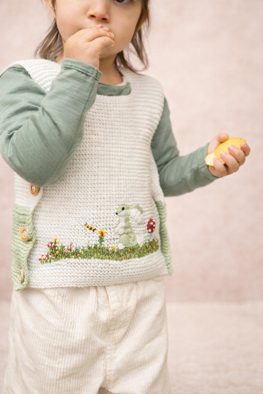 Meadow Bunny Organic Cotton Evergrow Vest in Taupe & Moss Green