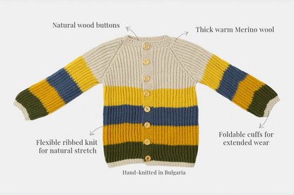 Evergrow Striped Merino Cardigan in Golden Meadow