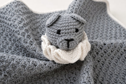 Theo the Bear Comforter & Rattle in Dove Grey