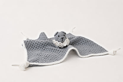 Theo the Bear Comforter & Rattle in Dove Grey